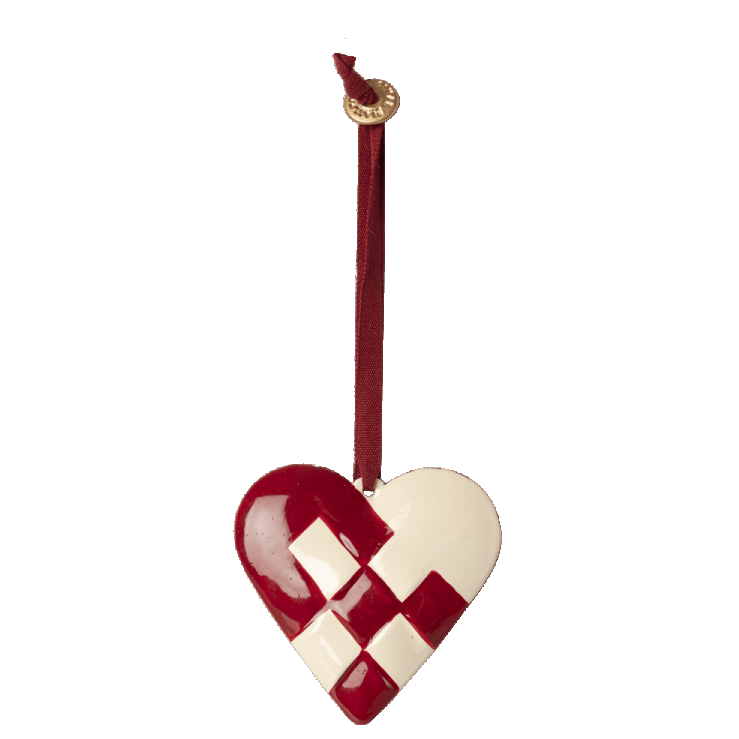 METAL CHRISTMAS HEART ORNAMENT - Red