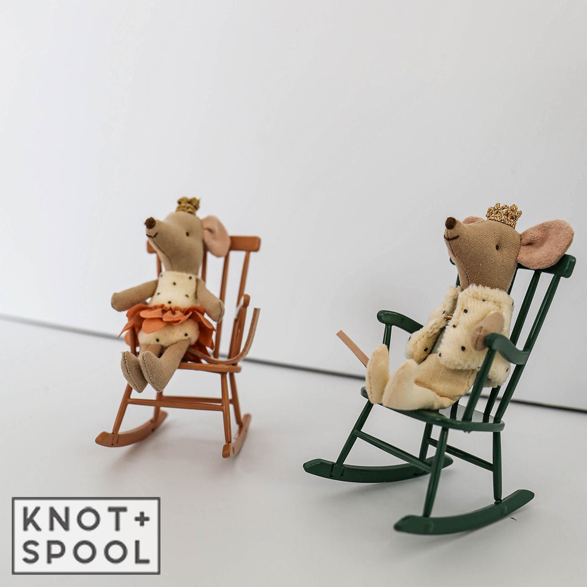 2024 Maileg Mouse Dark Green Rocking Chair - Knot and Spool