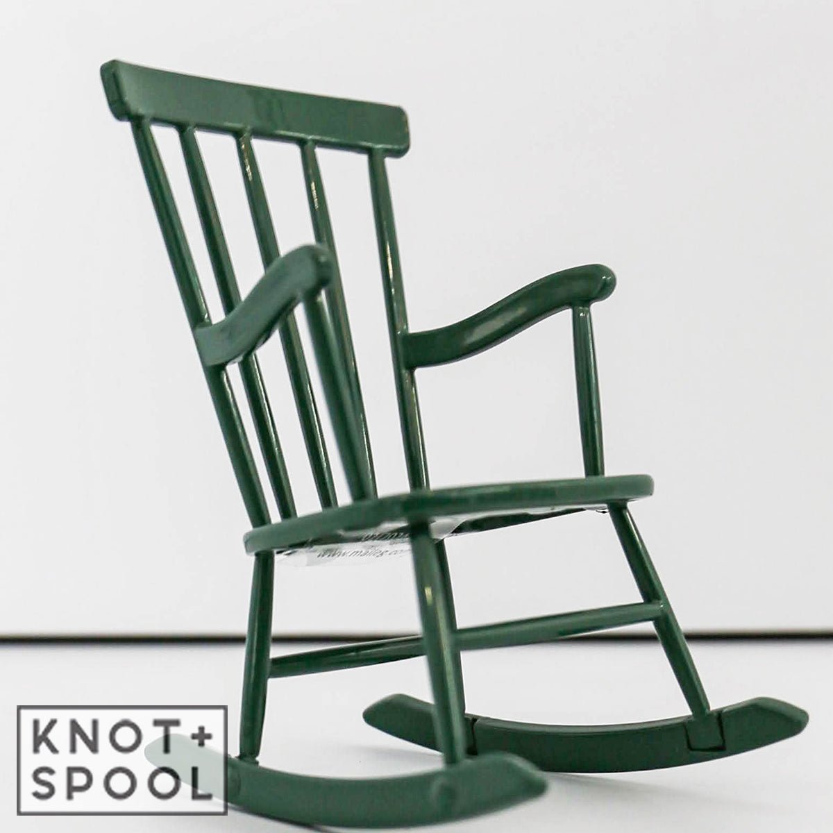 2024 Maileg Mouse Dark Green Rocking Chair - Knot and Spool