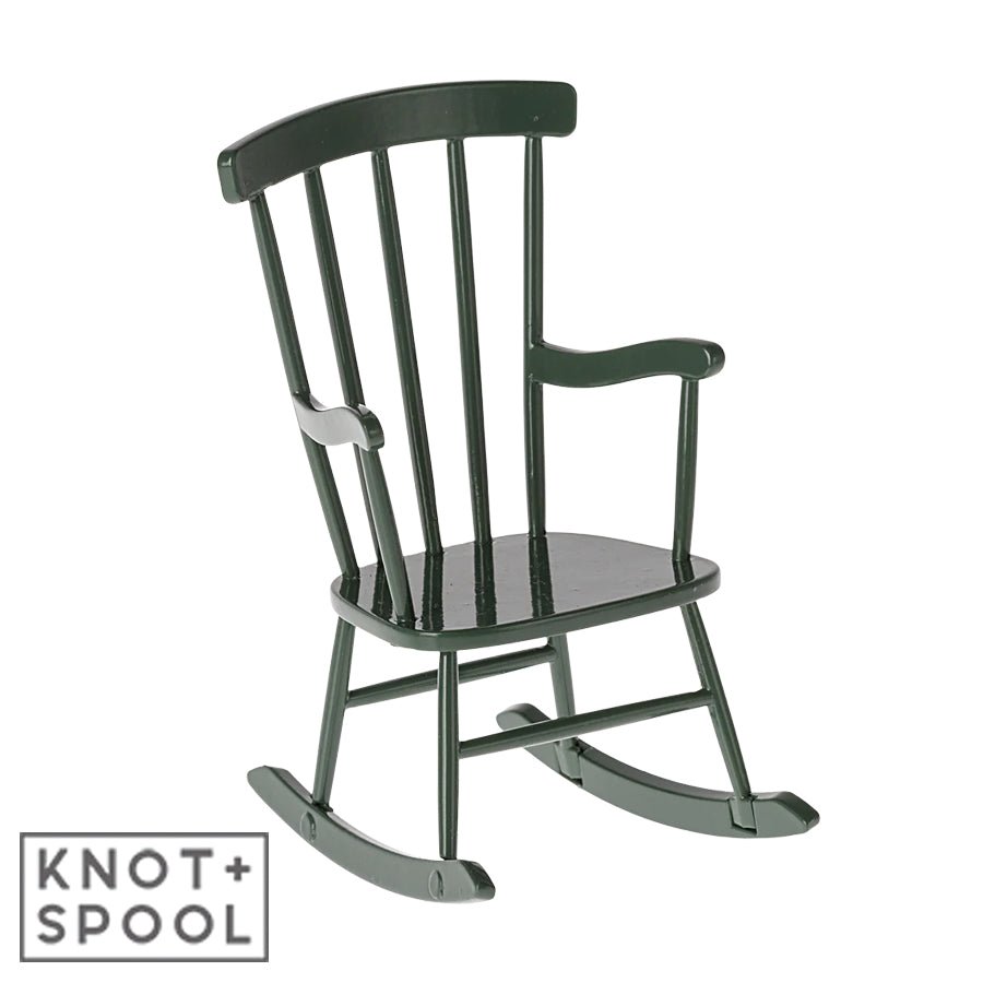 2024 Maileg Mouse Dark Green Rocking Chair - Knot and Spool