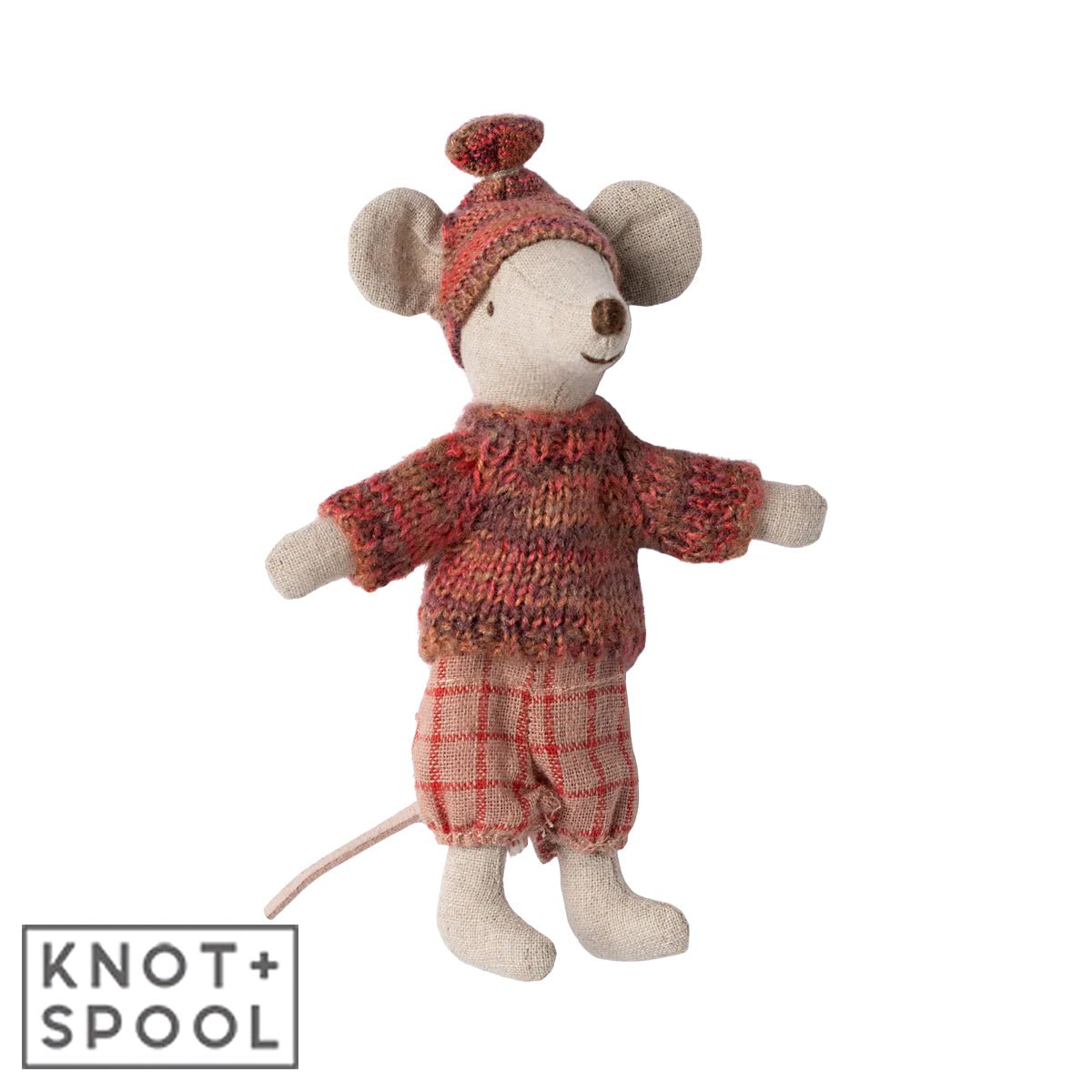 2024 Maileg Rose Winter Big Sister Mouse with Ski Set - Knot and Spool