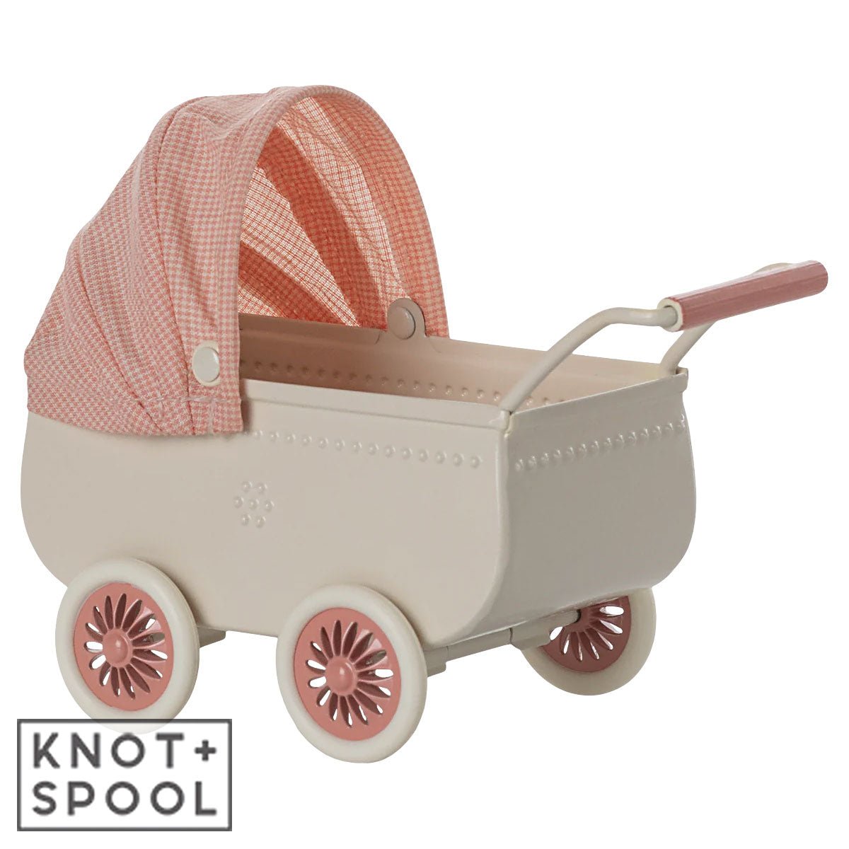 2025 - Maileg Coral Mouse Pram - Knot and Spool