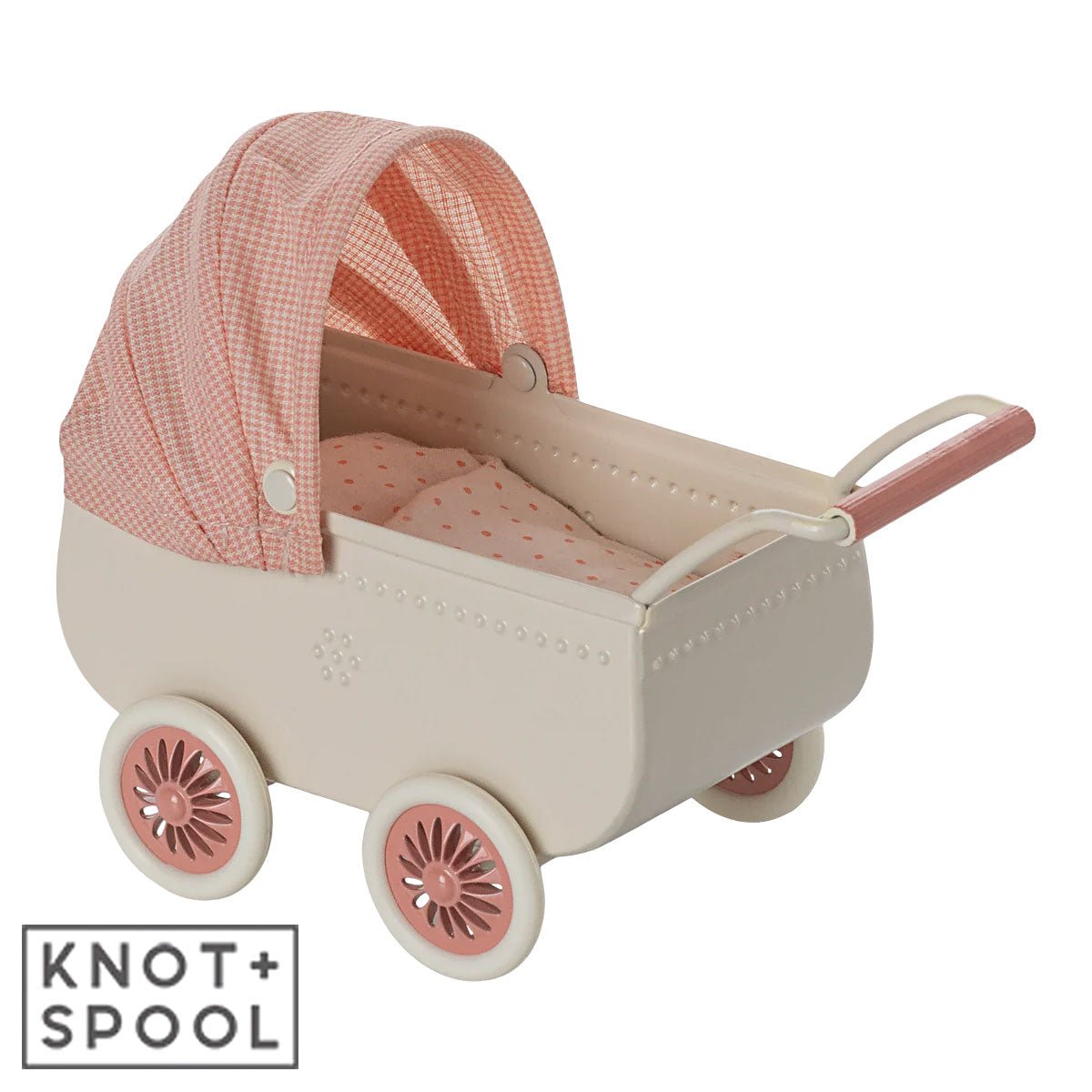 2025 - Maileg Coral Mouse Pram - Knot and Spool