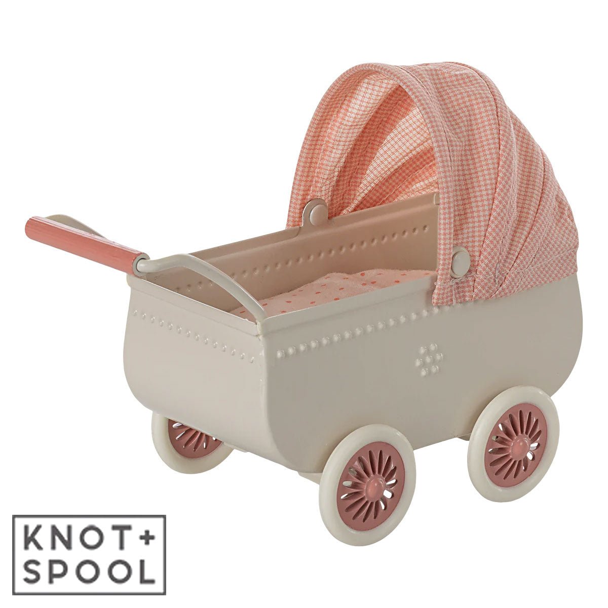 2025 - Maileg Coral Mouse Pram - Knot and Spool