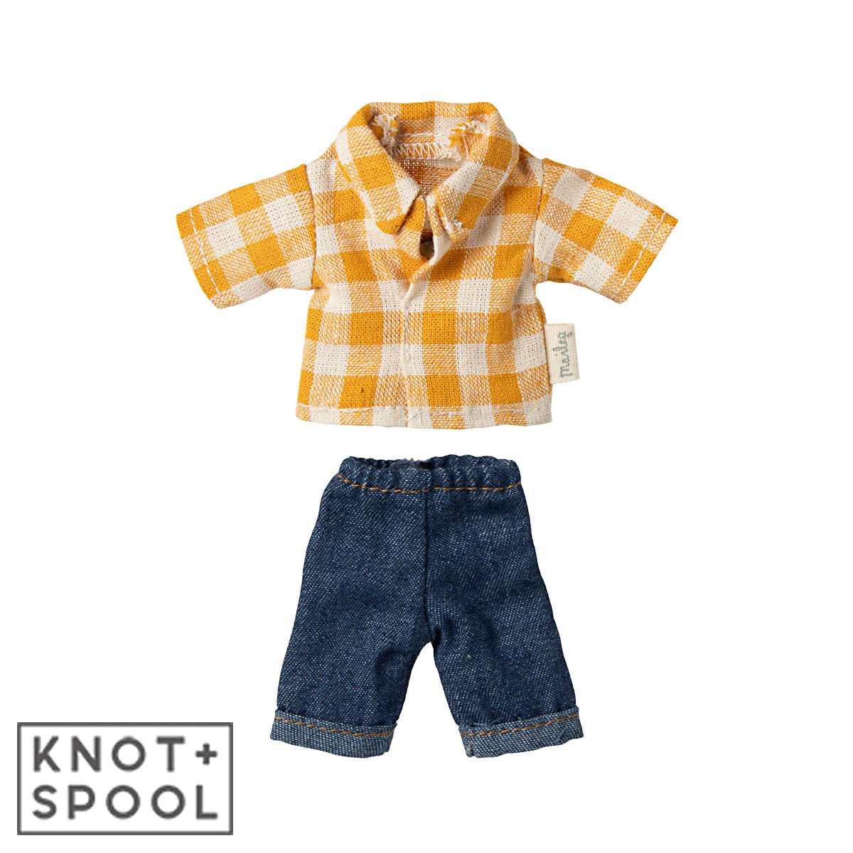 2025 Maileg Dad Mouse Yellow - Checked Shirt & Pants - Knot and Spool