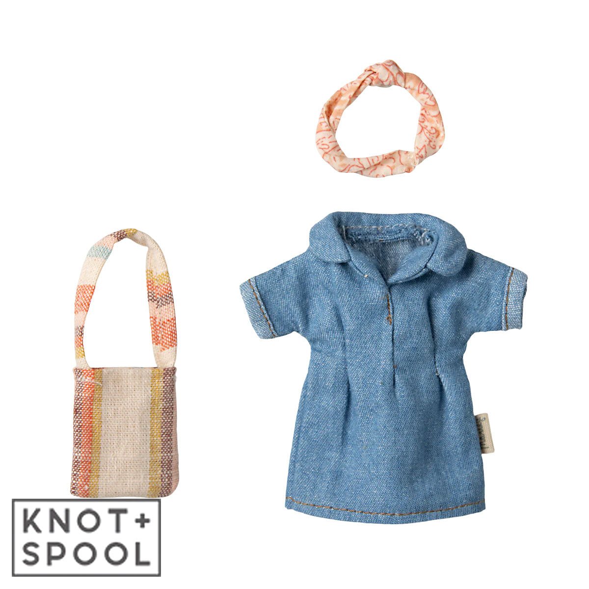 2025 Maileg Mum Mouse Denim Dress & Bag - Knot and Spool