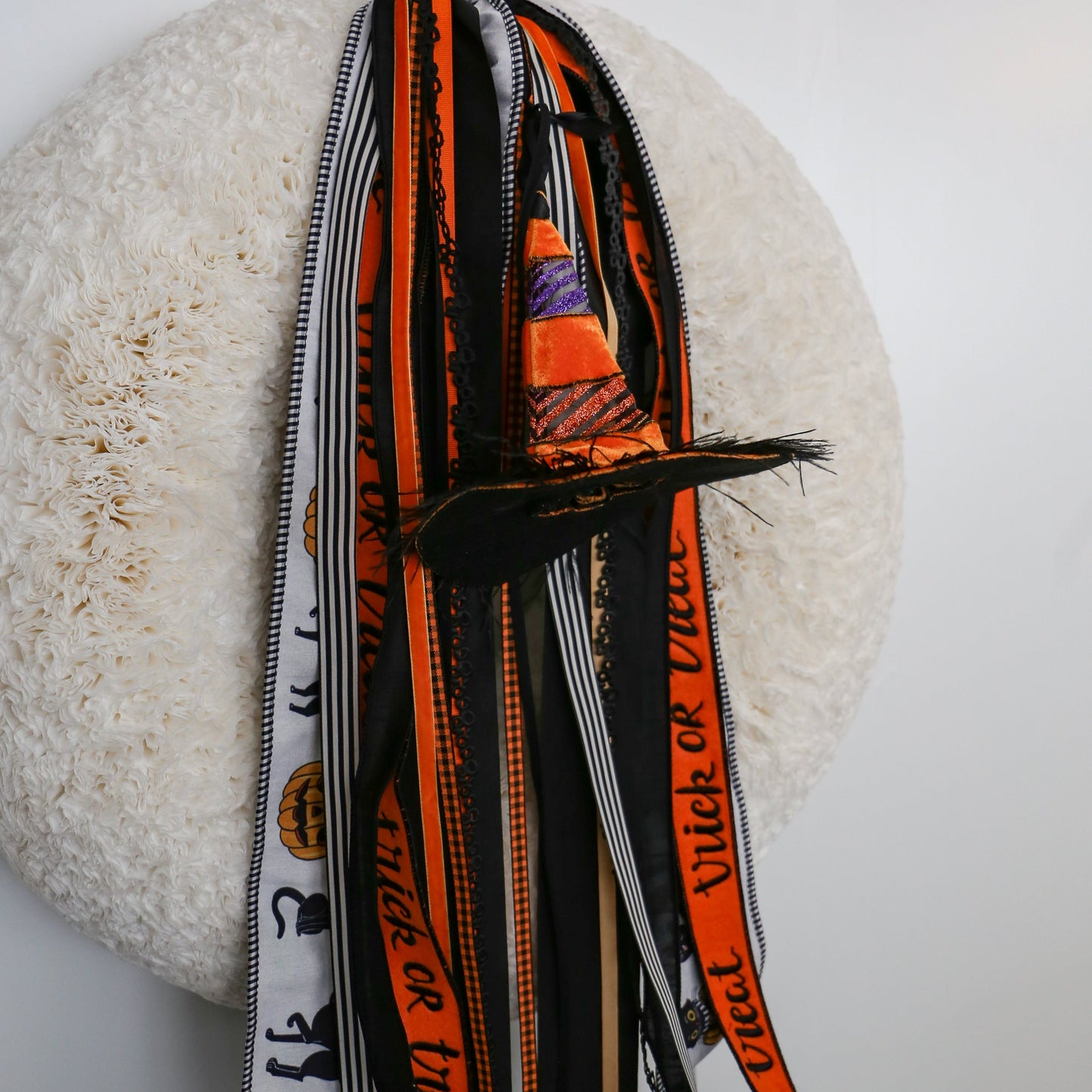 7" Orange Witch Hat with Glitter Stripes