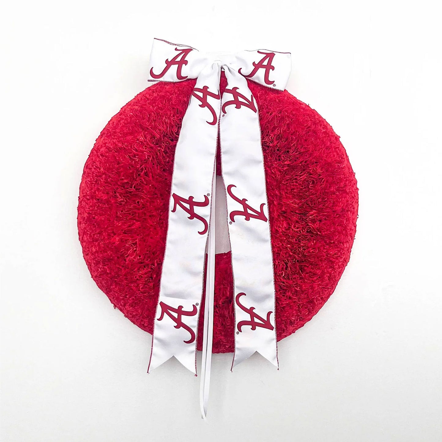 Alabama Crimson Tide Collegiate Bow on Crimson Red Coffee Filter Wreath