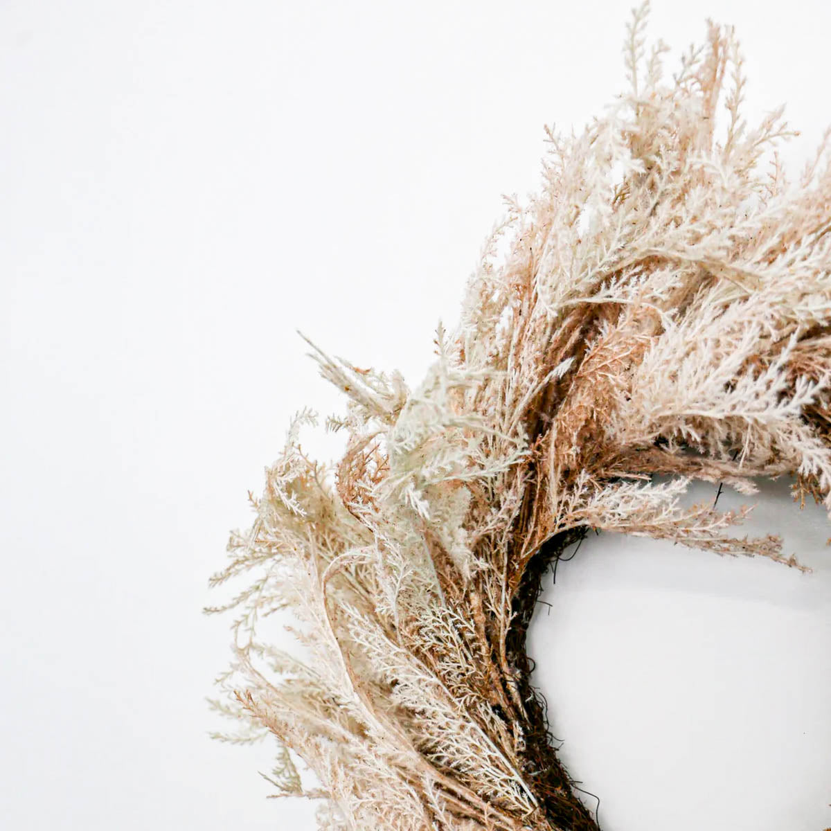 Beige Pampas Grass Wreath Close Up