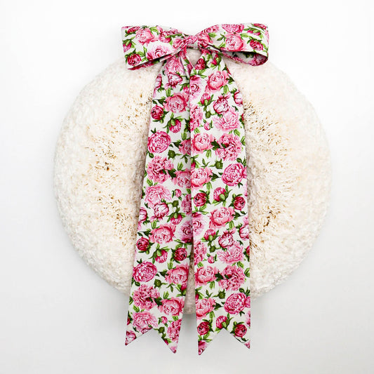 Blushing Bloom Bow on Large White Coffee Filter Wreath