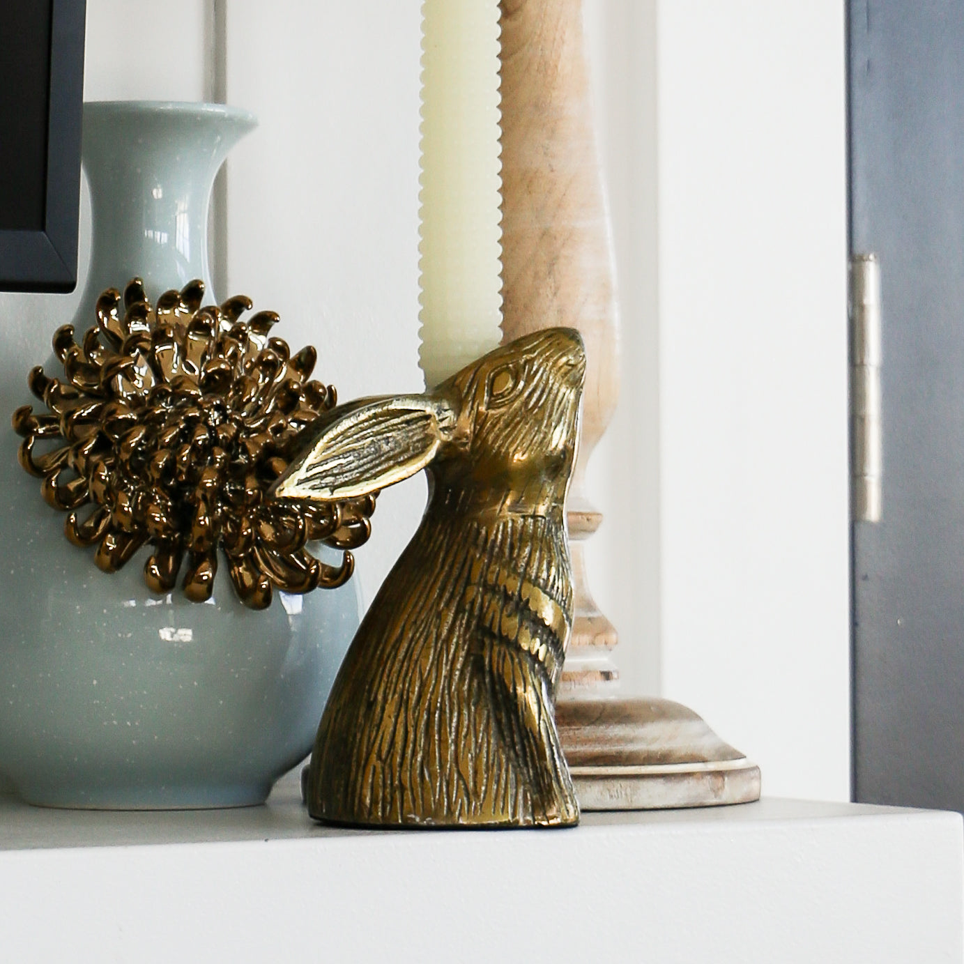 Gilded Hare Candle Holder