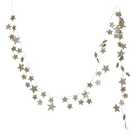 Gold Glittered Paper Star Garland | 72-inches