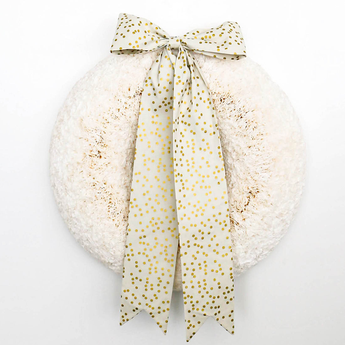 Goldie Dots Bow on Large White Wreath