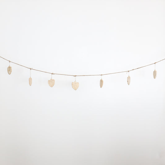 72"L Jute and Mango Wood Ghost Garland, White