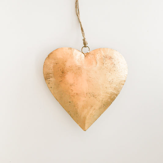 Large Antique Gold Heart Door Hanger | 10 x 10 inches