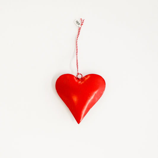 Red Metal Heart Ornament | 5 x 6 inches