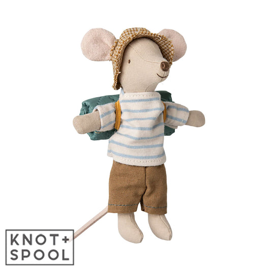 Maileg Big Brother Hiker Mouse with Light-Blue Stripes