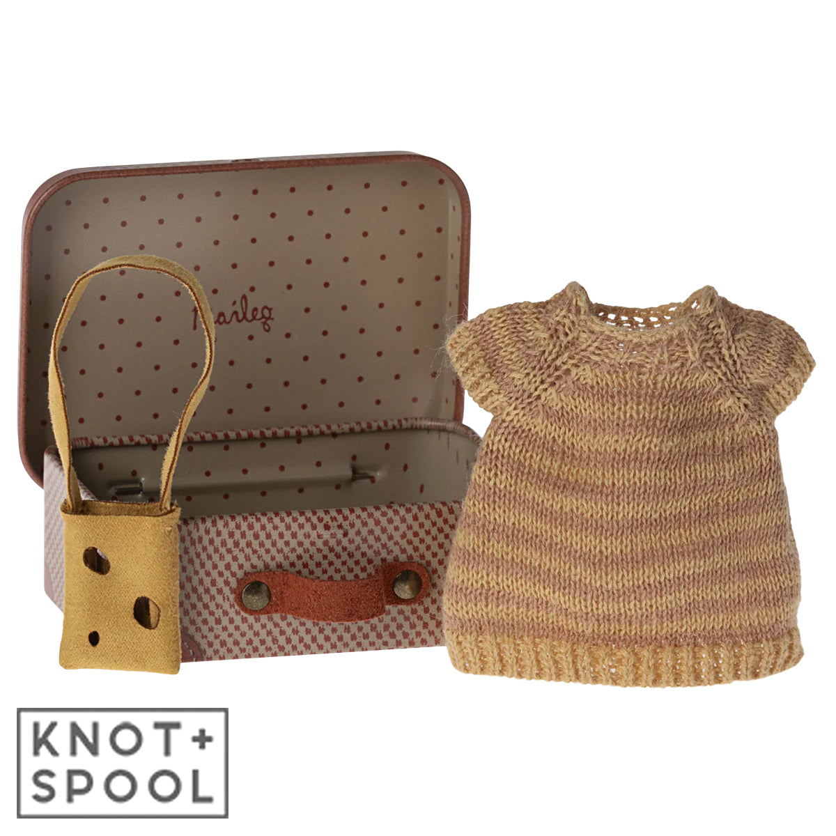 Maileg Big Sister Mouse with Knitted Dress & Bag In Suitcase