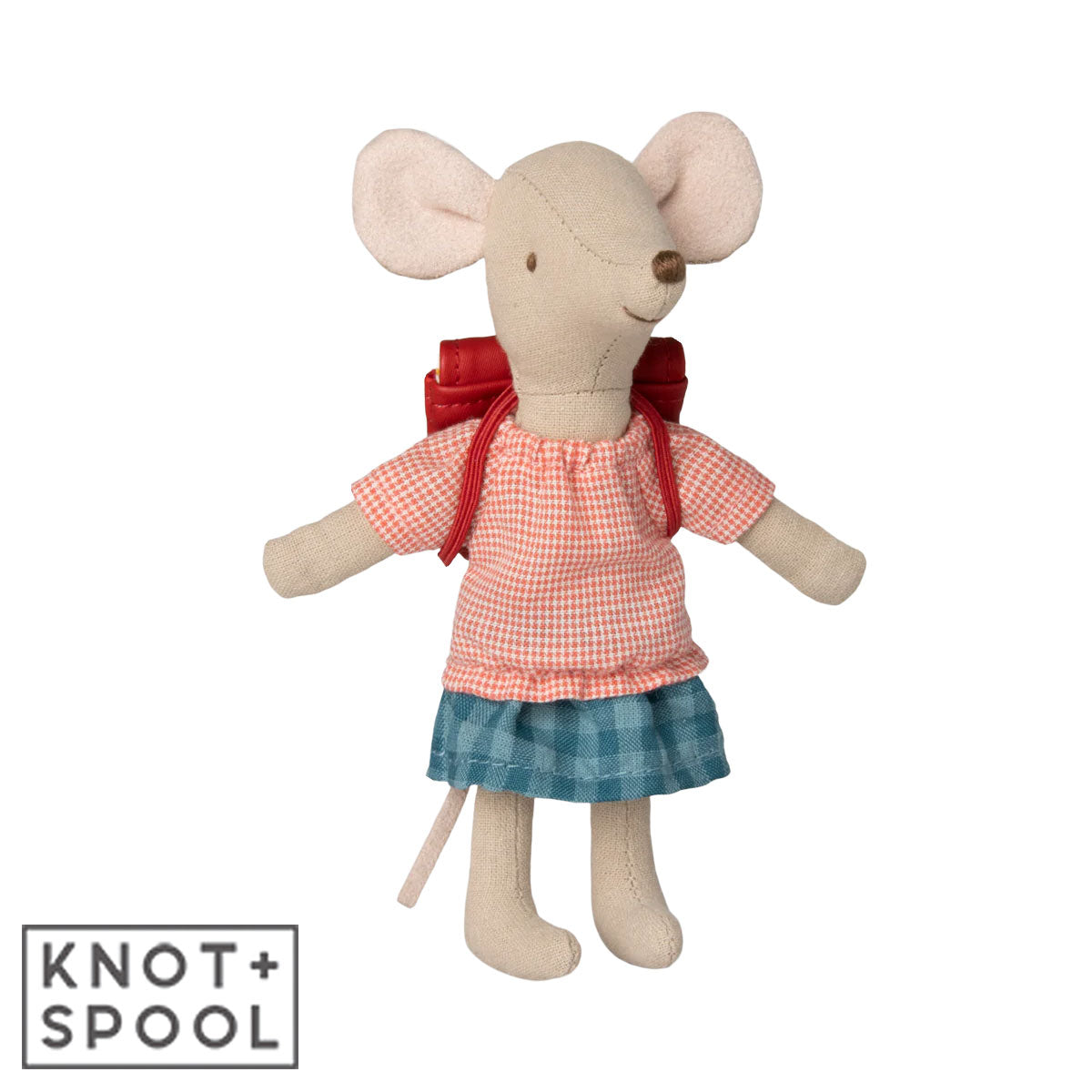 Maileg Big Sister Tricycle Mouse with Red Backpack