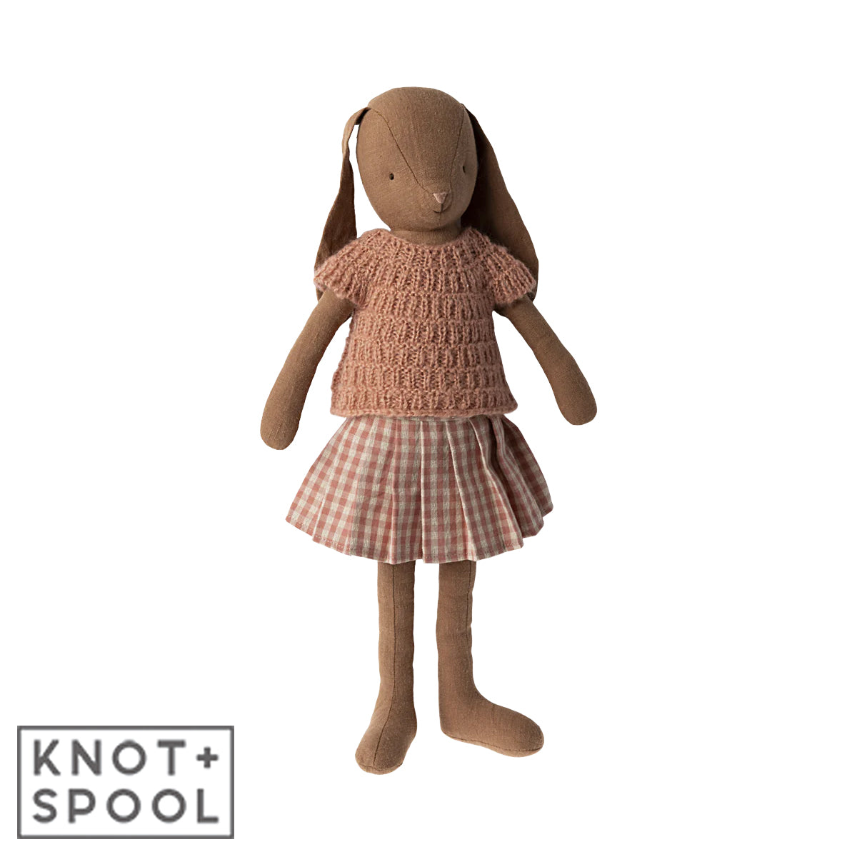 Maileg Chocolate Brown Bunny with Knitted Shirt & Skirt | Size 3