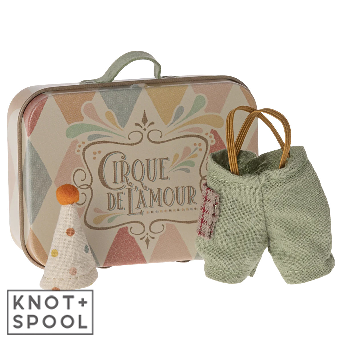 Maileg Little Brother Mouse Clown Clothes In Suitcase