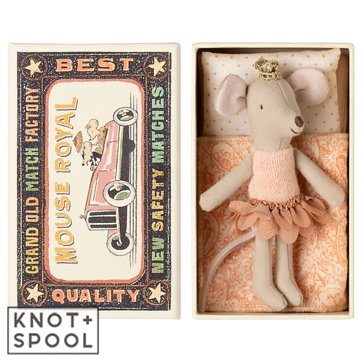 Maileg Little Sister Princess Mouse in Matchbox