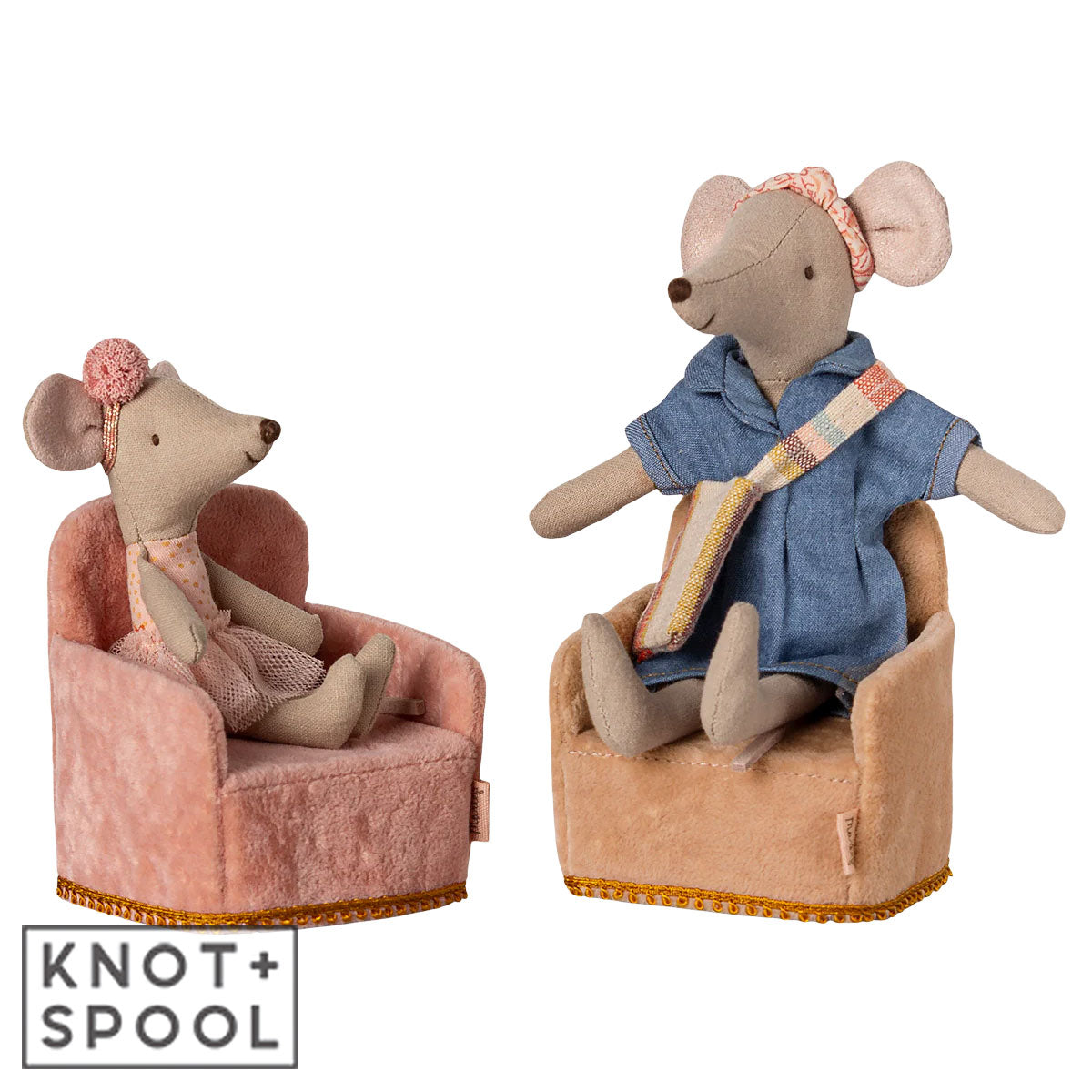 Maileg Mice Sitting on Maileg Folding Chair