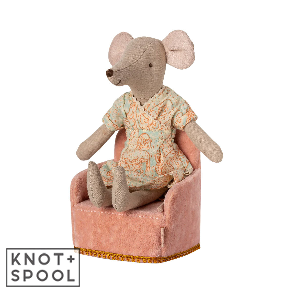 Maileg Mum Mouse on Rose Folding Chair