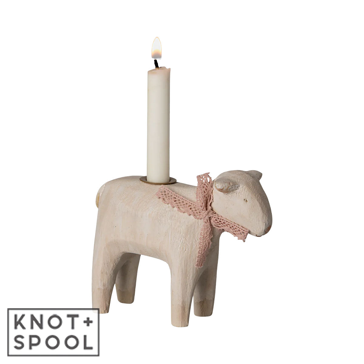 Maileg Rose Lamb Candle Holder with Candle