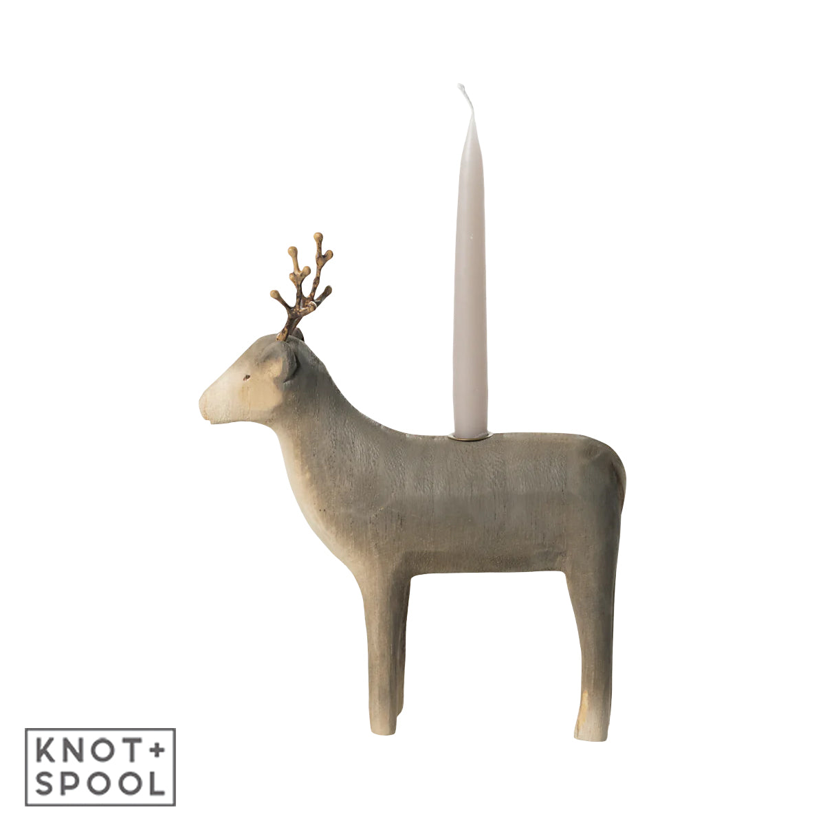 2024 Maileg Medium Reindeer Candle Holder with candle.