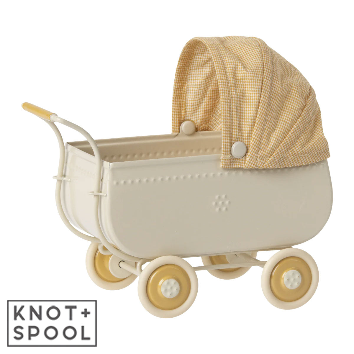 Maileg Yellow Micro Pram Side View