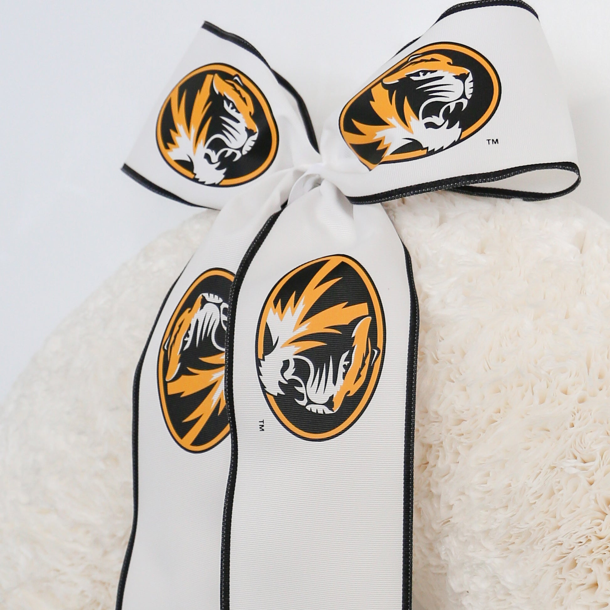 Missouri Tigers Collegiate Bow on a White Coffee Filter Wreath