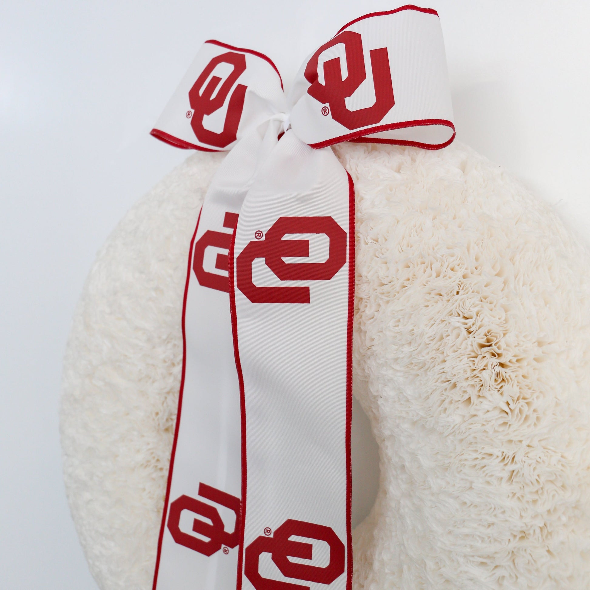 Oklahoma Sooners Collegiate Bow on White Coffee Filter Wreath