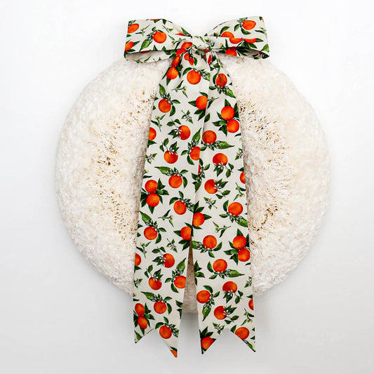 Orange You Fancy Bow on Large White Wreath