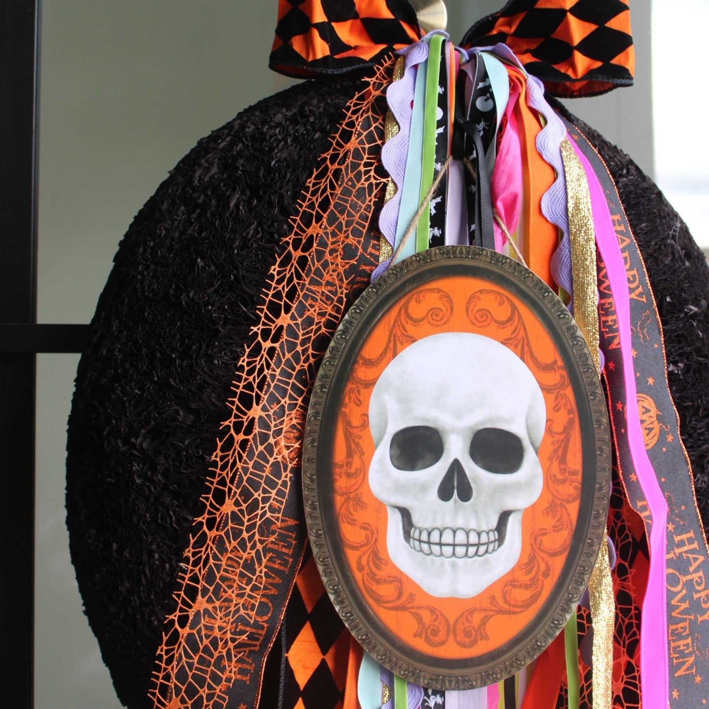 Spooky Orange Framed Skull