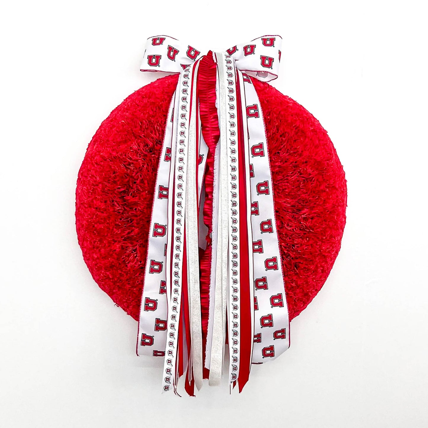 Utah Utes Collegiate Ribbon Set on Crimson Red Coffee Filter Wreath