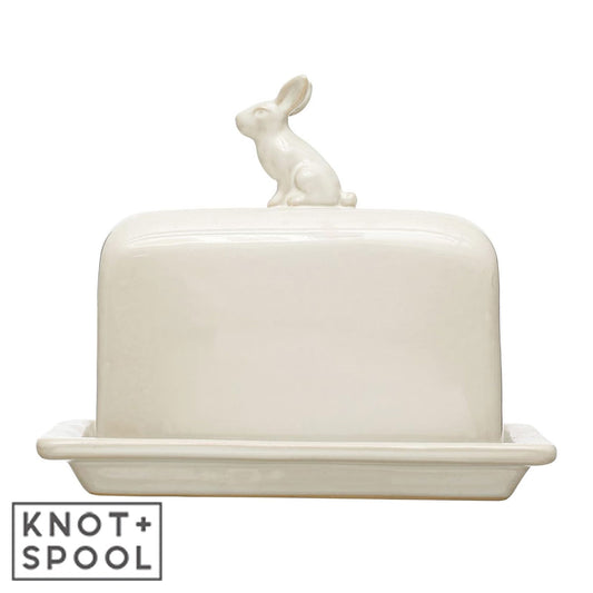 White Bunny Butter Dish