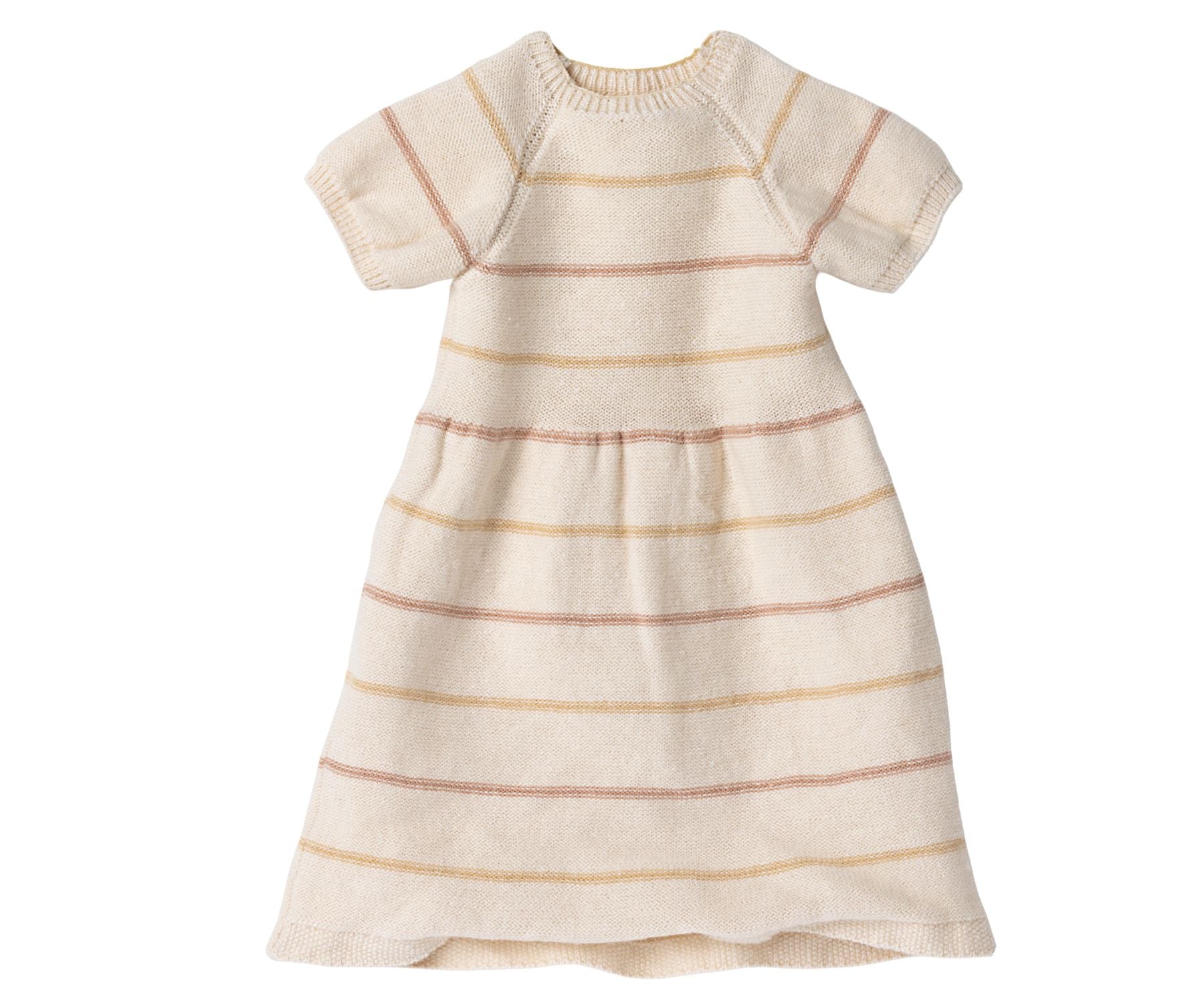 2022 Maileg Cream Pink/Yellow Stripe Knitted Dress - Size 4 - Knot and Spool