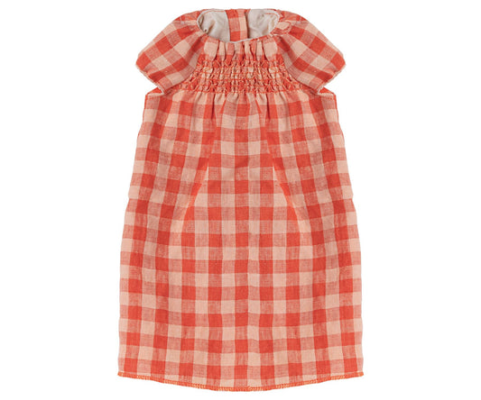 2022 Maileg Red & Pink Checkers Dress - Size 5 - Knot and Spool